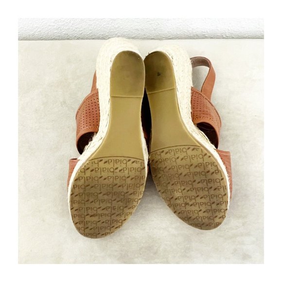 Biala Brown Leather Espadrille Slingback Sandal Wedges - Picture 6 of 6